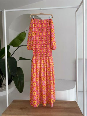 Robe Bohème Chic à Motifs – Madonna Collar Gipe ✨🌸