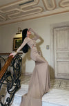 Robe Longue Beige Élégance Sculpturale NADALIA