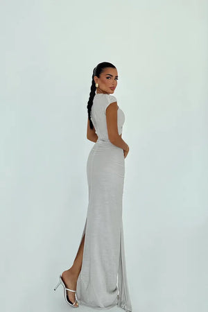 Robe CLÉOPÂTRE longue  drapée à découpes – Glamour & Élégante