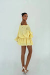 Mini-Robe Babydoll Jaune Soleil – Manches Cloche Bohème Chic 🌼