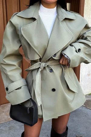 trench-coat kaki boutonnés " ANNE CÉCILE "