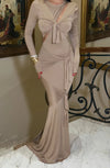 Robe Longue Beige Élégance Sculpturale NADALIA