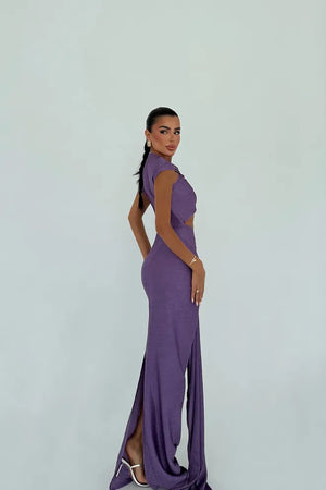 Robe CLÉOPÂTRE longue  drapée à découpes – Glamour & Élégante