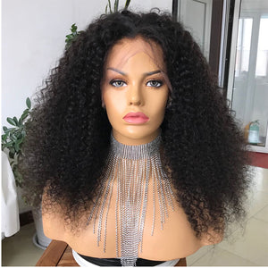 PERRUQUE BRÉSILIENNE "VERONICA " VIERGE KINKY CURLY  LACE FRONTALE AVEC BABY HAIR