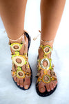 Sandale Shiny plate à lanières ornée - Chaussures - GALATEIA FASHION